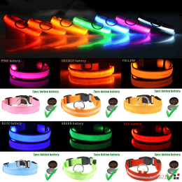 LED Adjustable Dog Collar Blinking Flashing Light Up Glow Pets Safety Waterproof (Color: Orange, size: XL)