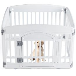 Dog Playpen Safe & Secure Indoor/Outdoor Pet Fence | Folding & Portable | Ideal for Small to Medium Dogs | Easy to Clean (Color: White/4-Panel)