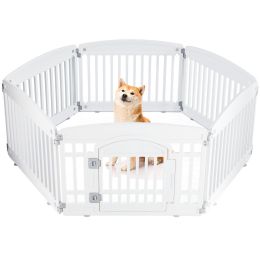 Dog Playpen Safe & Secure Indoor/Outdoor Pet Fence | Folding & Portable | Ideal for Small to Medium Dogs | Easy to Clean (Color: White/6-Panel)